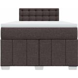 vidaXL Boxspring met matras stof donkerbruin 120x200 cm
