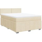 Boxspringbett mit Matratze Creme 140x200 cm Stoff vidaXL