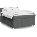 vidaXL Boxspringbett mit Matratze Dunkelgrau 140x200 cm Stoff
