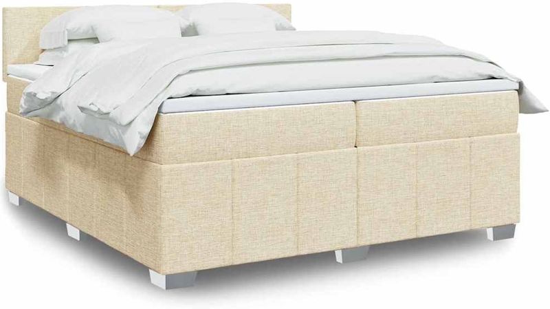Vidaxl - Boxspringbett mit Matratze Creme 200x200 cm Stoff
