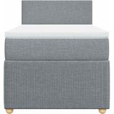 vidaXL Boxspring met matras stof lichtgrijs 90x200 cm