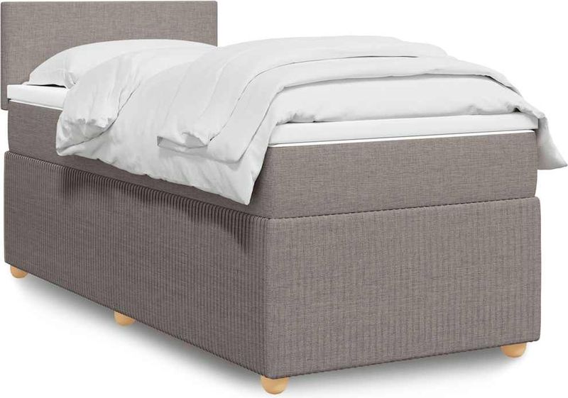 vidaXL - Boxspring - met - matras - stof - taupex200 - cm