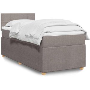 vidaXL Boxspringbett mit Matratze Taupe 100x200 cm Stoff