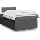 vidaXL - Boxspring - met - matras - stof - donkergrijs - 120x190 - cm