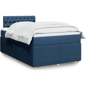 vidaXL Boxspringbett mit Matratze Blau 120x190 cm Stoff