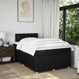 vidaXL - Boxspring - met - matras - stof - zwartx190 - cm