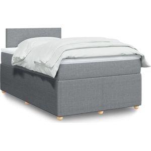 vidaXL - Boxspring - met - matras - stof - lichtgrijsx200 - cm
