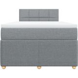 vidaXL - Boxspring - met - matras - stof - lichtgrijsx200 - cm