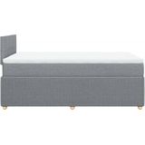 vidaXL - Boxspring - met - matras - stof - lichtgrijsx200 - cm