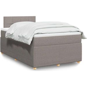 vidaXL Boxspringbett mit Matratze Taupe 120x200 cm Stoff