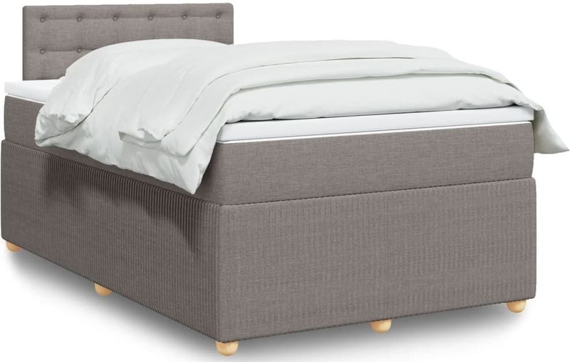 vidaXL Boxspring met matras stof taupe 120x200 cm