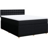 vidaXL Boxspring met matras stof zwart 140x190 cm