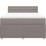 vidaXL - Boxspring - met - matras - stof - taupe - 140x200 - cm
