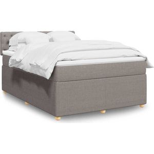 vidaXL - Boxspring - met - matras - stof - taupe - 160x200 - cm
