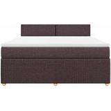 vidaXL Boxspring met matras stof donkerbruin 180x200 cm