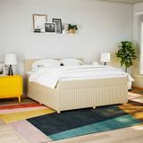 vidaXL Boxspring met matras stof crèmekleurig 180x200 cm