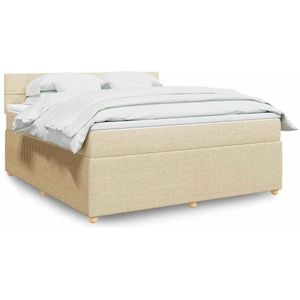 vidaXL Boxspring met matras stof crèmekleurig 180x200 cm
