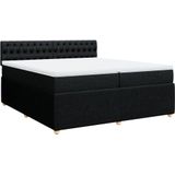 vidaXL Boxspringbett mit Matratze Schwarz 200x200 cm Stoff