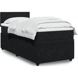 vidaXL - Boxspring - met - matras - fluweel - zwart - 90x190 - cm