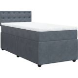 vidaXL Boxspring met matras fluweel donkergrijs 90x190 cm
