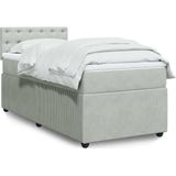 vidaXL - Boxspring - met - matras - fluweel - lichtgrijsx200 - cm