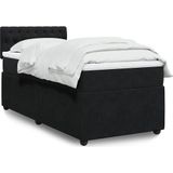 vidaXL Boxspringbett mit Matratze Schwarz 90x200 cm Samt
