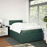 vidaXL - Boxspring - met - matras - fluweel - donkergroenx200 - cm