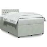 vidaXL - Boxspring - met - matras - fluweel - lichtgrijsx200 - cm