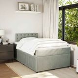 vidaXL - Boxspring - met - matras - fluweel - lichtgrijs - 120x200 - cm