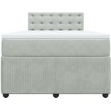 vidaXL - Boxspring - met - matras - fluweel - lichtgrijs - 120x200 - cm