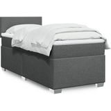 vidaXL Boxspringbett mit Matratze Dunkelgrau 90x200 cm Stoff