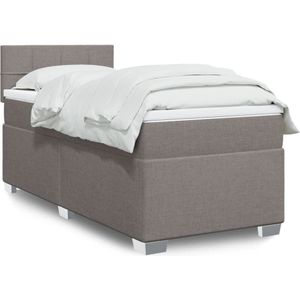 vidaXL Boxspringbett mit Matratze Taupe 90x200 cm Stoff