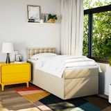 vidaXL Boxspring met matras stof crèmekleurig 90x200 cm