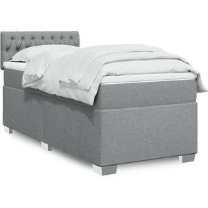 vidaXL Boxspring met matras stof lichtgrijs 100x200 cm