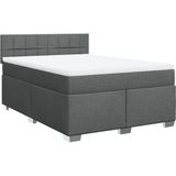 vidaXL Boxspringbett mit Matratze Dunkelgrau 140x190 cm Stoff