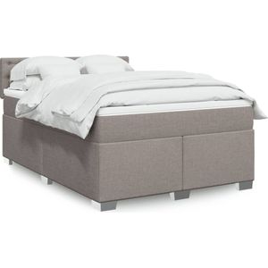 vidaXL Boxspring met matras stof taupe 160x200 cm