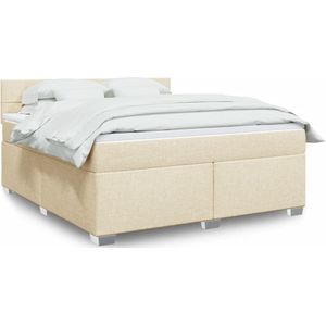 vidaXL Boxspring met matras stof crèmekleurig 180x200 cm