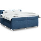 vidaXL Boxspringbett mit Matratze Blau 200x200 cm Stoff