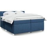 vidaXL Boxspringbett mit Matratze Blau 200x200 cm Stoff
