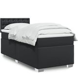vidaXL Boxspringbett mit Matratze Schwarz 90x190 cm Kunstleder