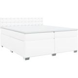 Vidaxl - Boxspringbett mit Matratze Weiß 200x200 cm Kunstleder