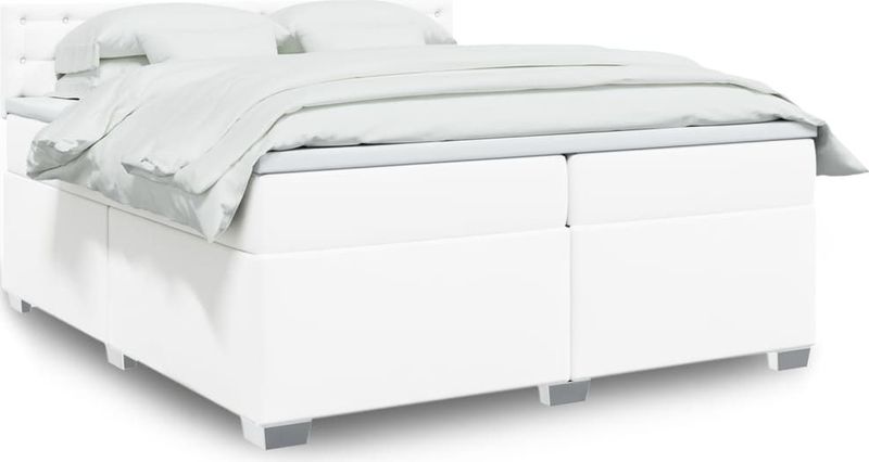 Vidaxl - Boxspringbett mit Matratze Weiß 200x200 cm Kunstleder