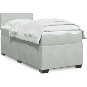 vidaXL Boxspringbett mit Matratze Hellgrau 80x200 cm Samt