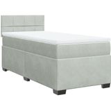 vidaXL - Boxspring - met - matras - fluweel - lichtgrijs - 90x190 - cm