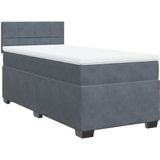 vidaXL Boxspringbett mit Matratze Dunkelgrau 90x190 cm Samt