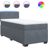 vidaXL Boxspring met matras fluweel donkergrijs 90x200 cm
