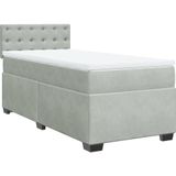 vidaXL Boxspring met matras fluweel lichtgrijs 90x200 cm