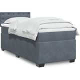 vidaXL - Boxspring - met - matras - fluweel - donkergrijsx200 - cm