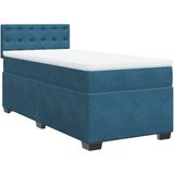 vidaXL - Boxspring - met - matras - fluweel - blauw - 90x200 - cm
