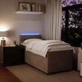 vidaXL Boxspringbett mit Matratze Hellgrau 100x200 cm Samt